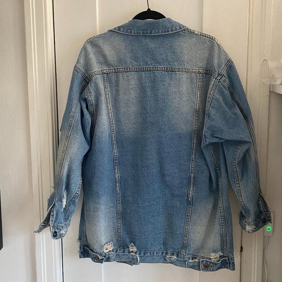 Fashion Nova Miss Stressed Denim Jacket, Medium Wash size XS - Picture 7 of 8